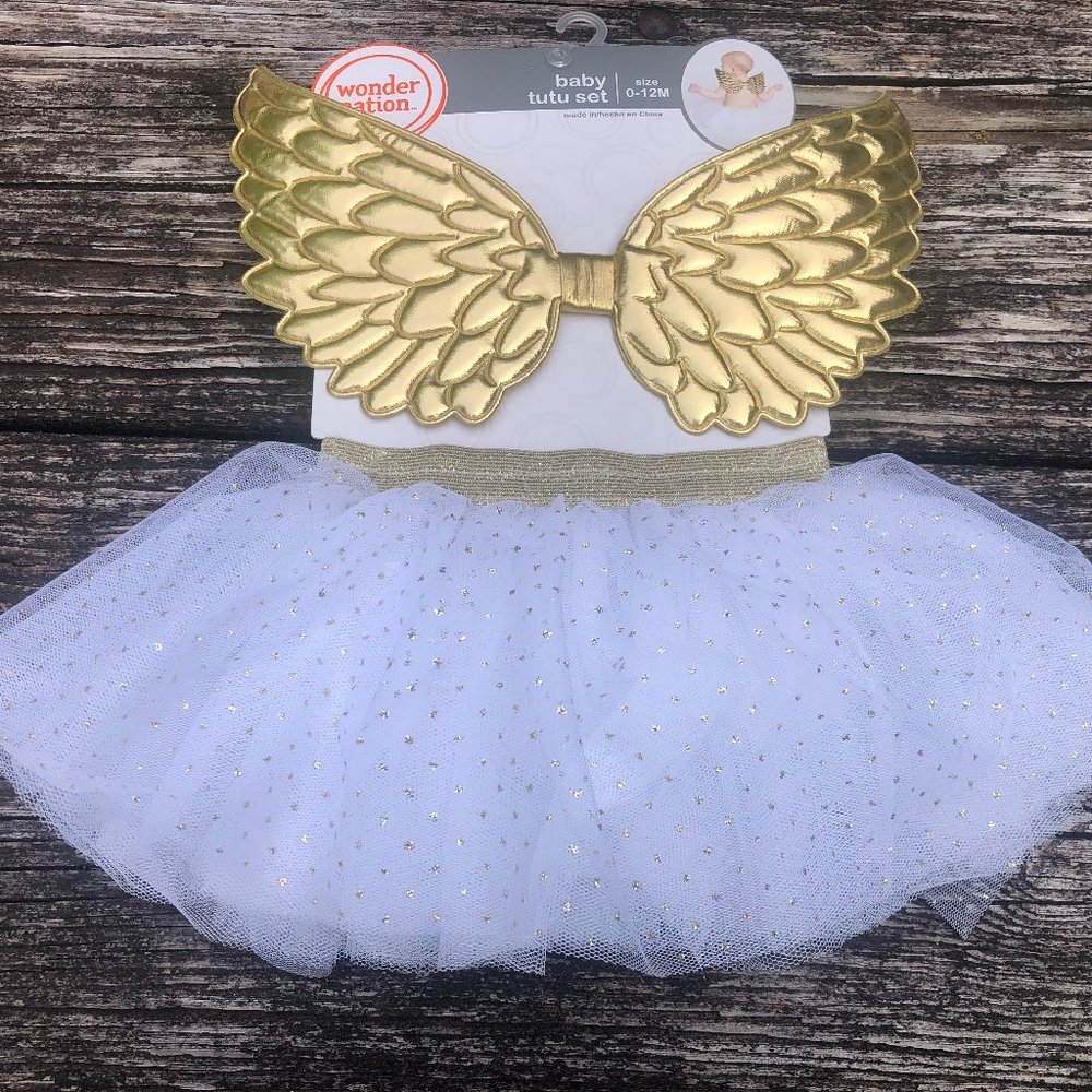NEW Wonder Nation Girls 2pc Angel Tutu Set  Size 0-12 Months